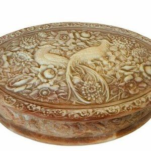 Incolay Jewelry Box Peacock Bird Pheasant embossed